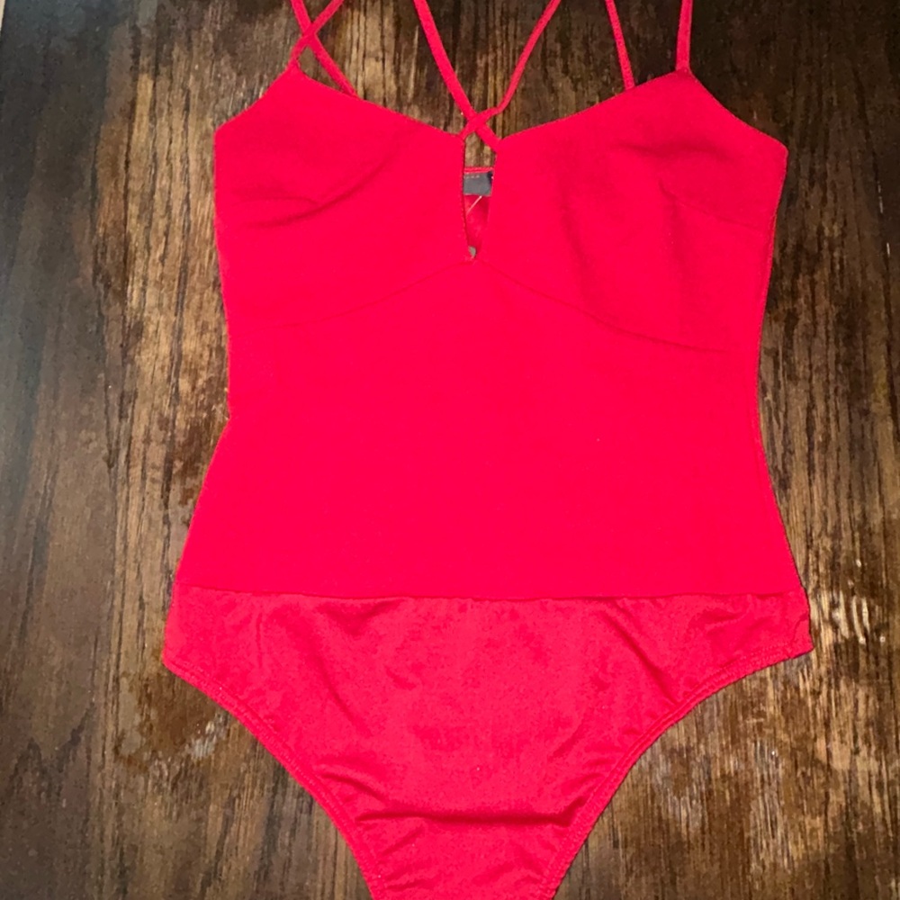 Lulu's Red Bodysuit with Sweetheart Neckline